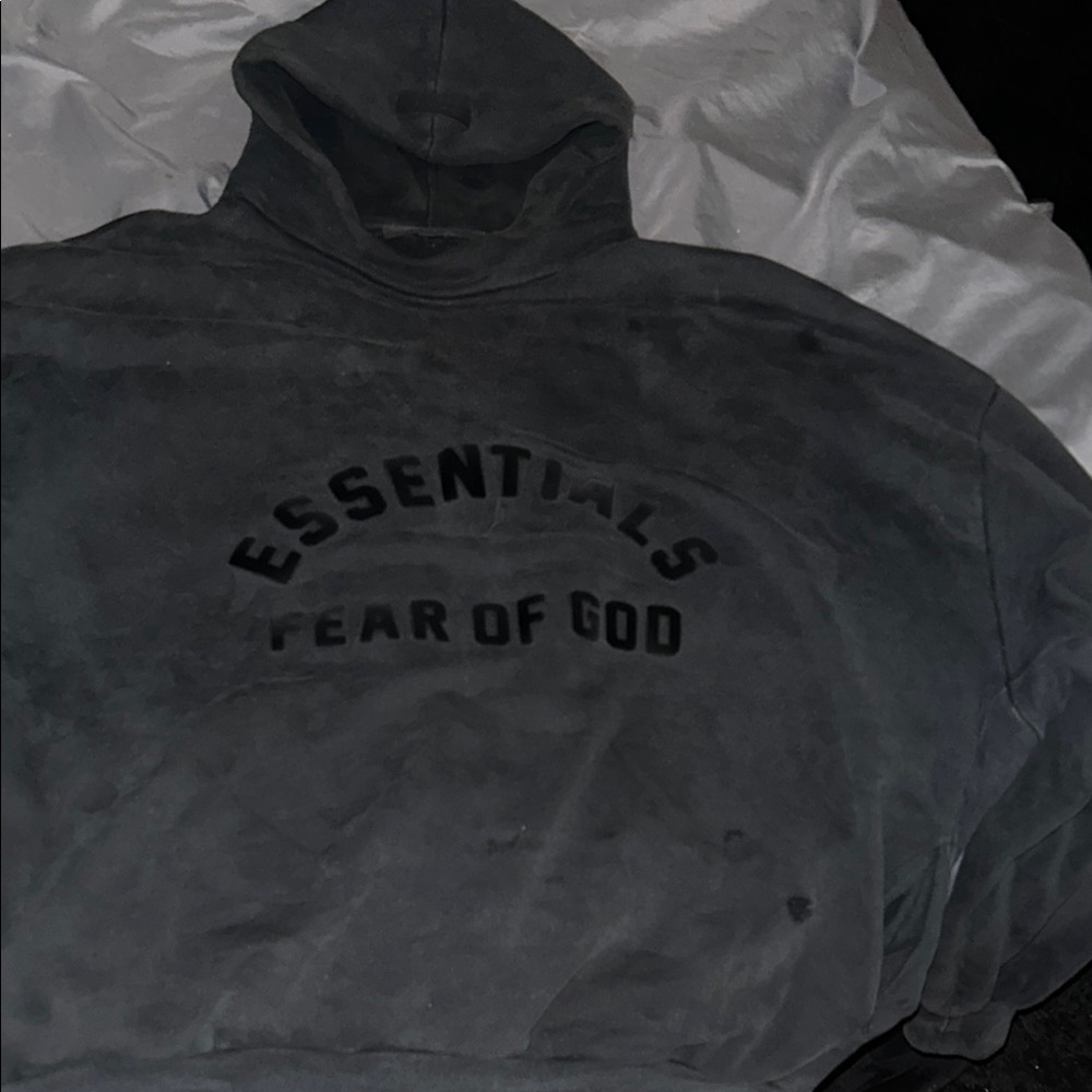 Essentials Gray and Black Hoodie Sweatshirt